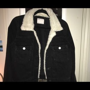ASOS Black denim Sherpa lined jacket